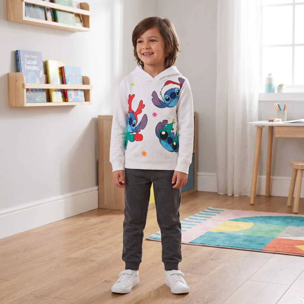 Disney Stitch Weihnachts-Hoodie für Jungen Blau oder Weiß Größen 98–128 - WS-Trend.de