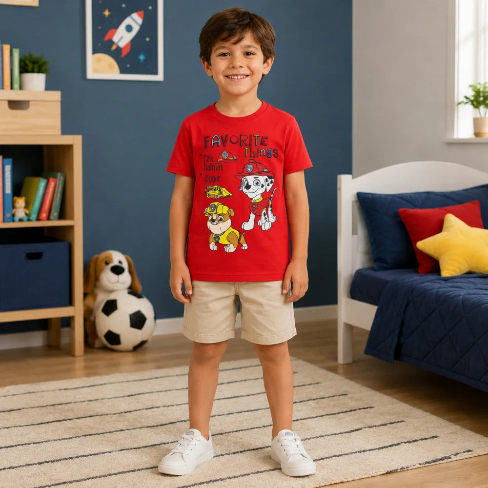 Paw Patrol Marshall Rubble Kinder kurzarm T-Shirt 98 -128 Jungen Baumwolle - WS-Trend.de