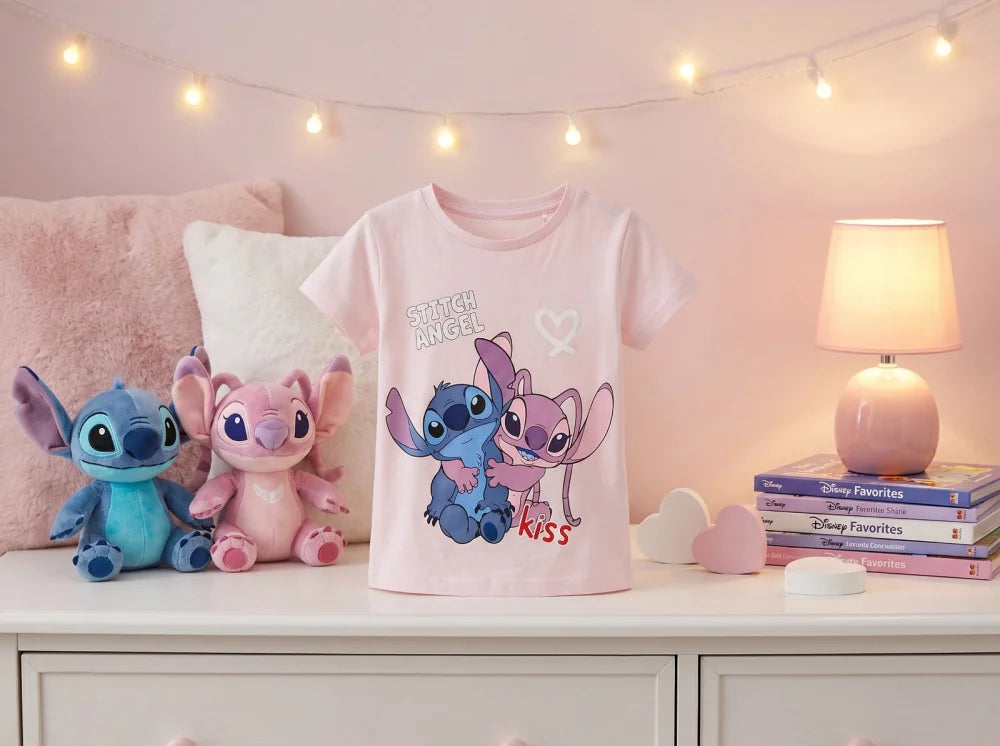 Disney Stitch Kinder Mädchen T-Shirt Kurzarm Shirt Gr. 98 bis 128 Baumwolle - WS-Trend.de