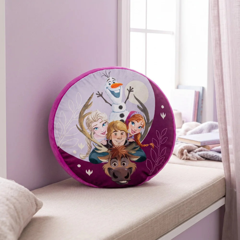 Disney Eiskönigin Anna und Elsa Velours-Dekokissen rund 35 cm - WS-Trend.de