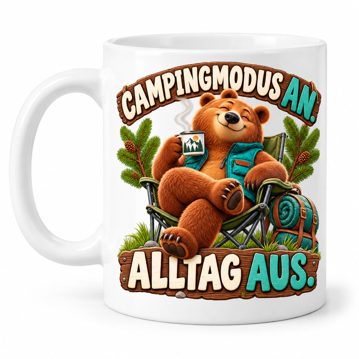 Camping Tasse Spruch Keramik 330 ml Geschenk Camper Wohnmobil Urlauber