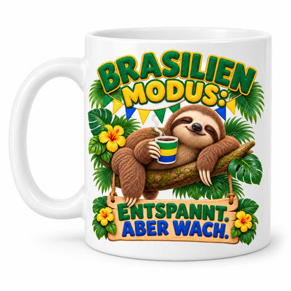 Brasilien Tasse Keramik 330 ml Spruch Geschenk Kaffee Urlaub Tiermotiv
