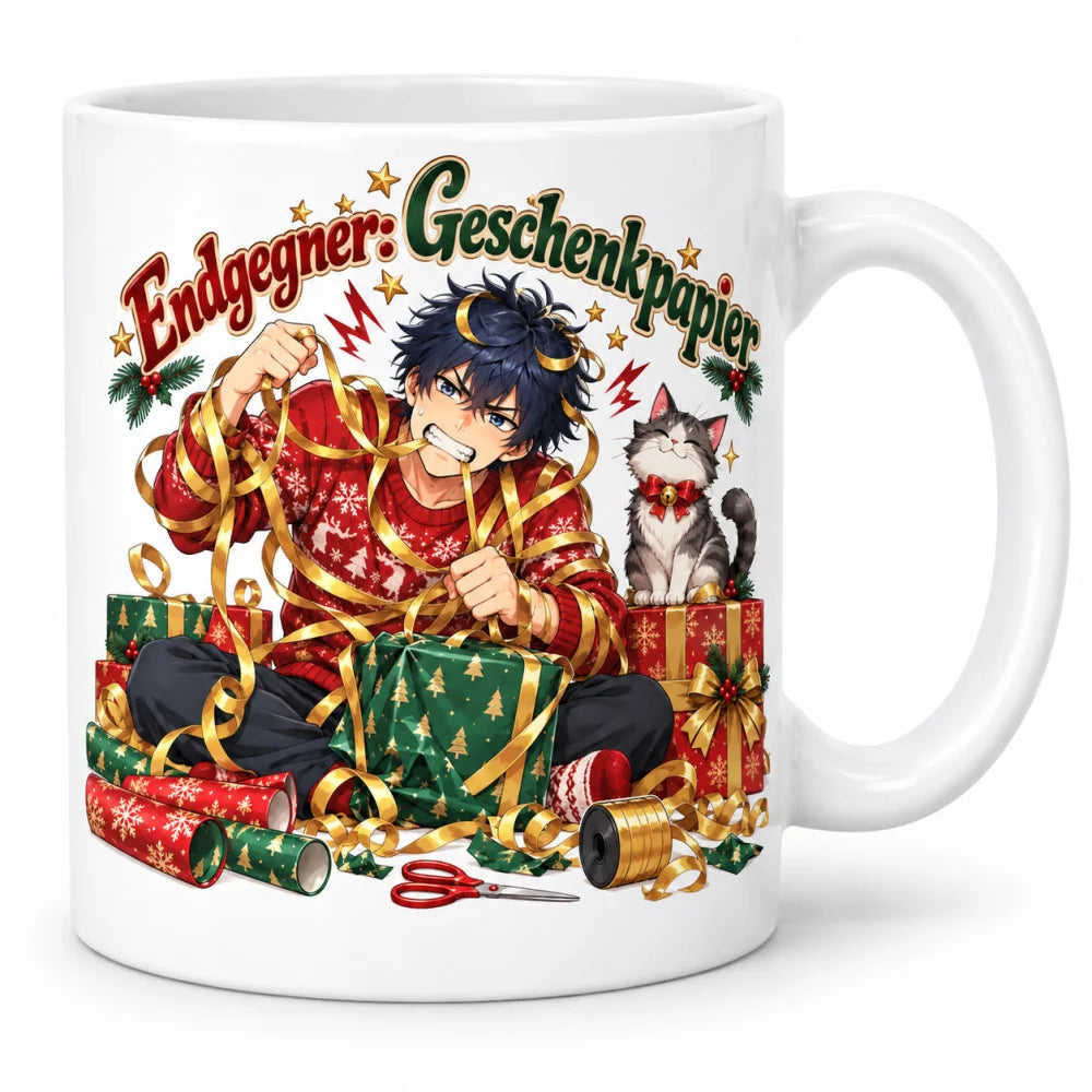 WS-Trend Weihnachtsboss Anime Tasse Keramik 330 ml mit lustigem Spruch - WS-Trend.de