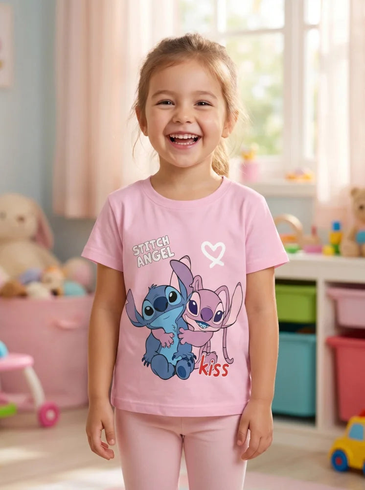 Disney Stitch Kinder Mädchen T-Shirt Kurzarm Shirt Gr. 98 bis 128 Baumwolle - WS-Trend.de