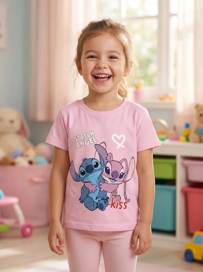 Disney Stitch Kinder Mädchen T-Shirt Kurzarm Shirt Gr. 98 bis 128 Baumwolle - WS-Trend.de