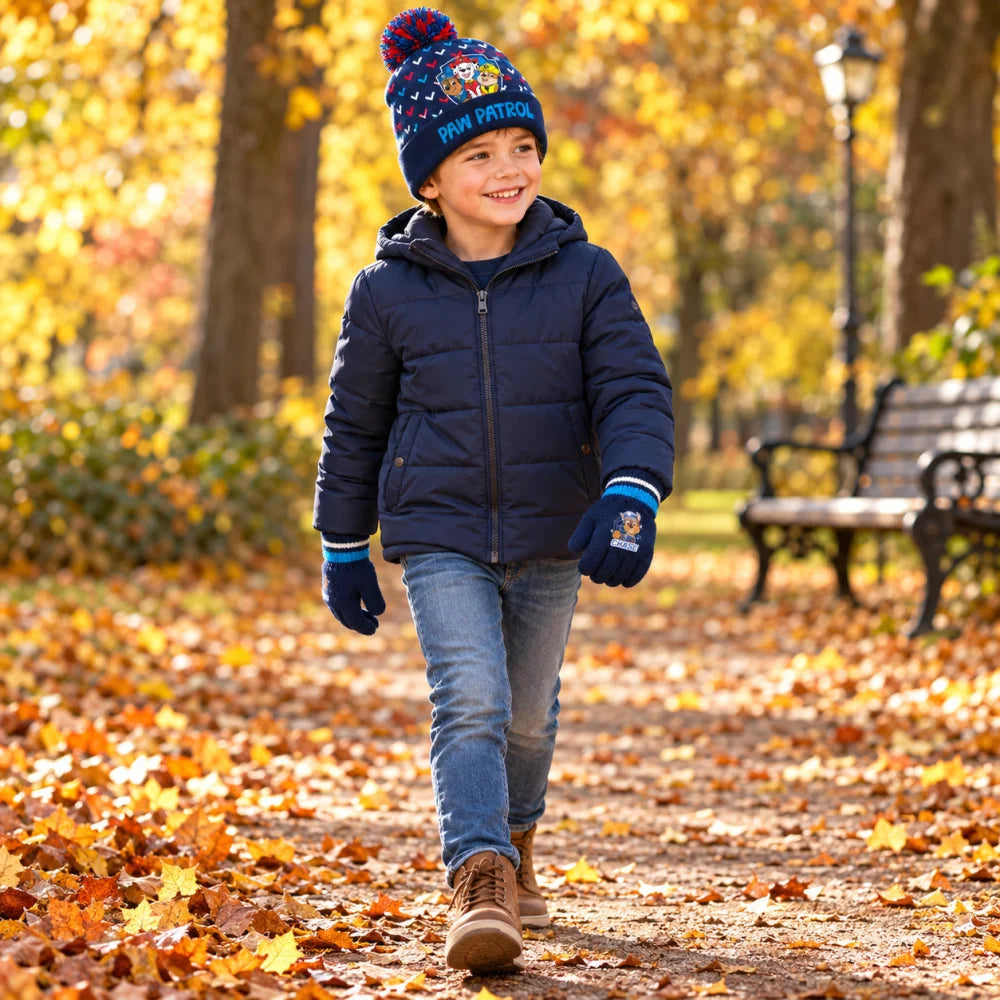 Paw Patrol Chase Kinder Winterset Mütze und Handschuhe Größe 52 oder 54 - WS-Trend.de