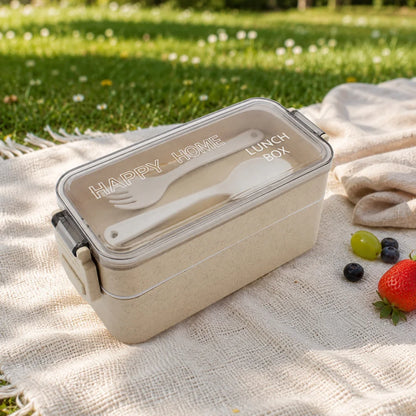 Lunchbox WS-Trend 3-teiliges Kinder-Lunch-Set – Brotdose 750 ml Doppel-Fächer Besteck - WS-Trend.de