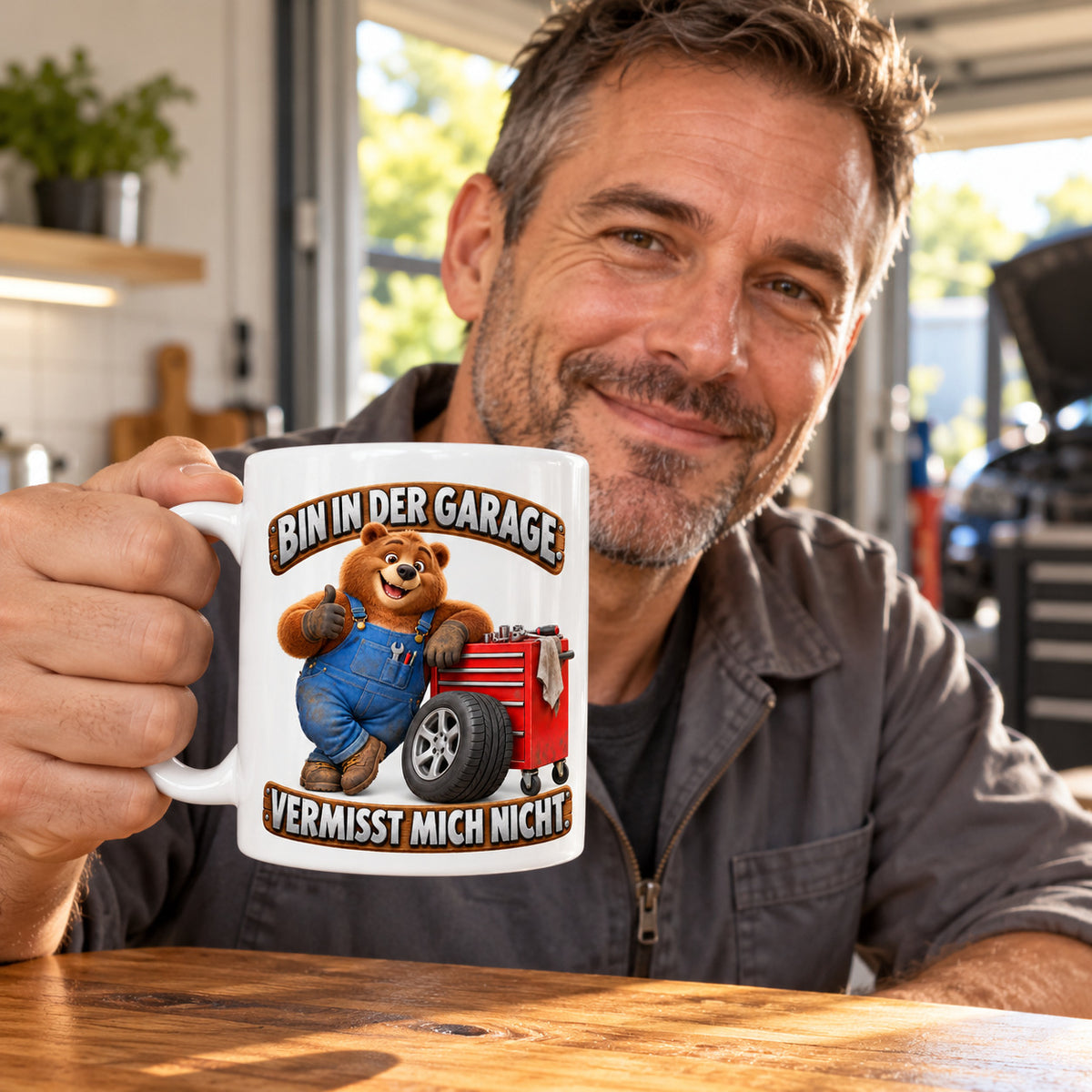 Auto Tasse Spruch Keramik 330 ml Geschenk für Autofan beidseitig Druck