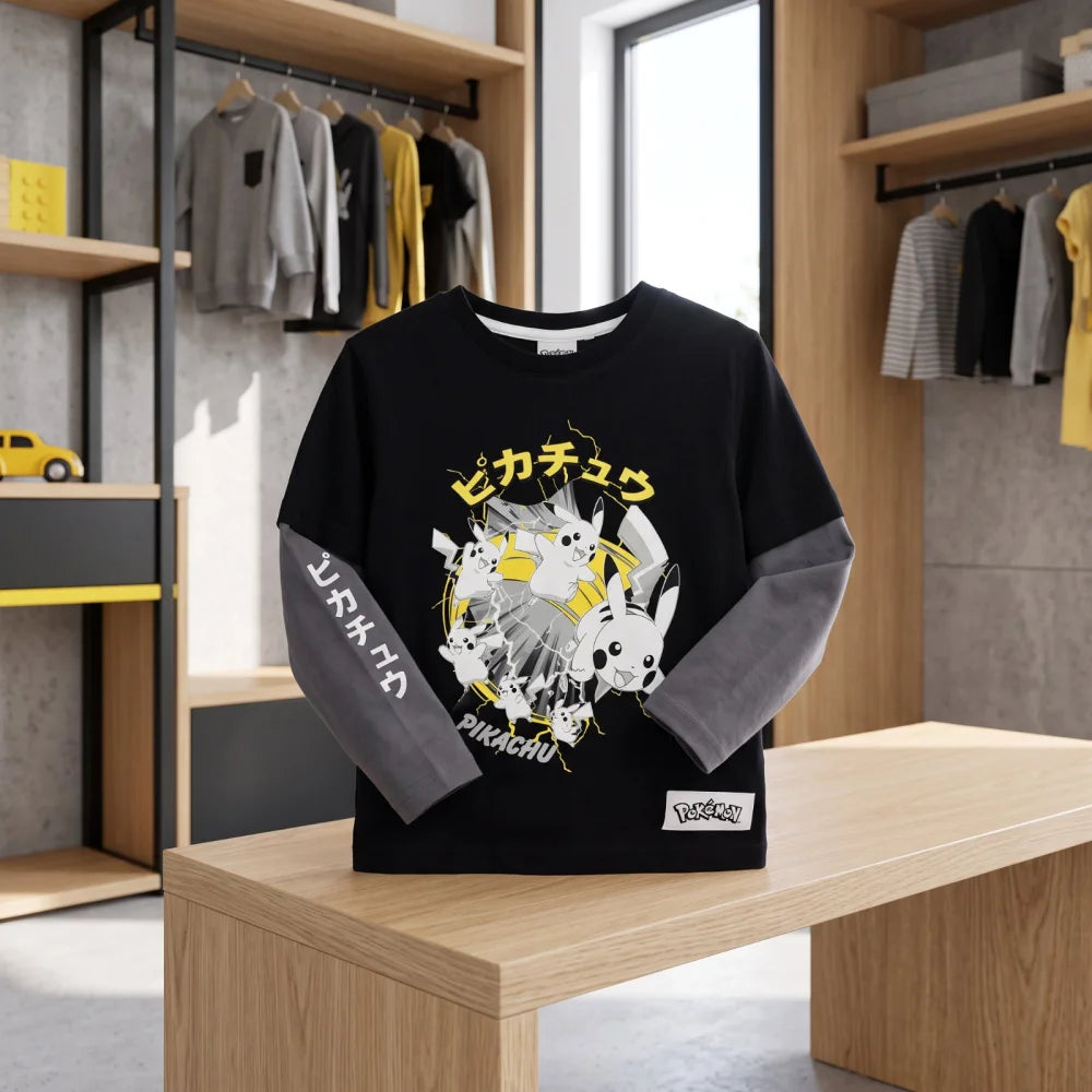 Pokemon Pikachu Glumanda Kinder langarm T-Shirt Shirt Gr. 104 - 140 - 100% Baumw - WS-Trend.de
