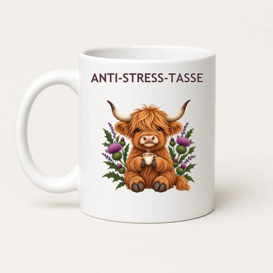 Anti-Stress-Tasse Highland-Rind – Keramikbecher 325 ml - WS-Trend.de