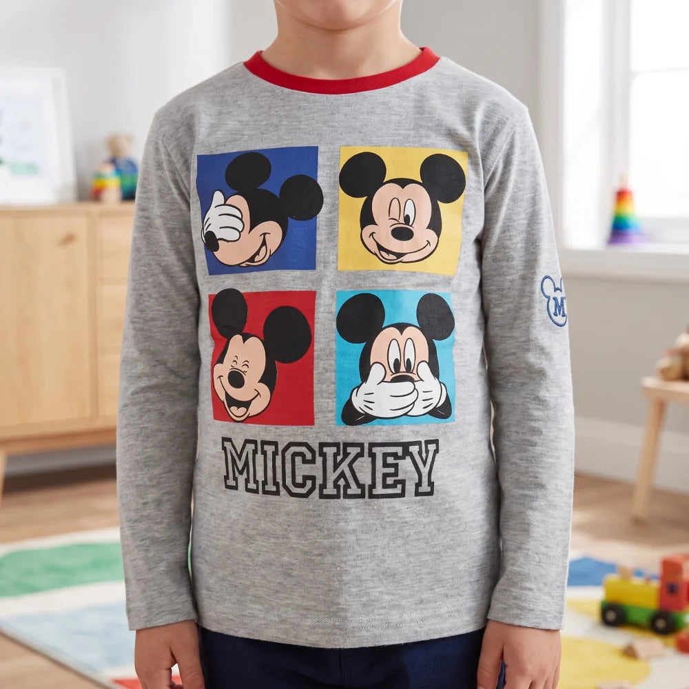 Print-Shirt Disney Mickey Maus Kinder Jungen Langarm Shirt Langarmshirt Gr. 98-128 - WS-Trend.de