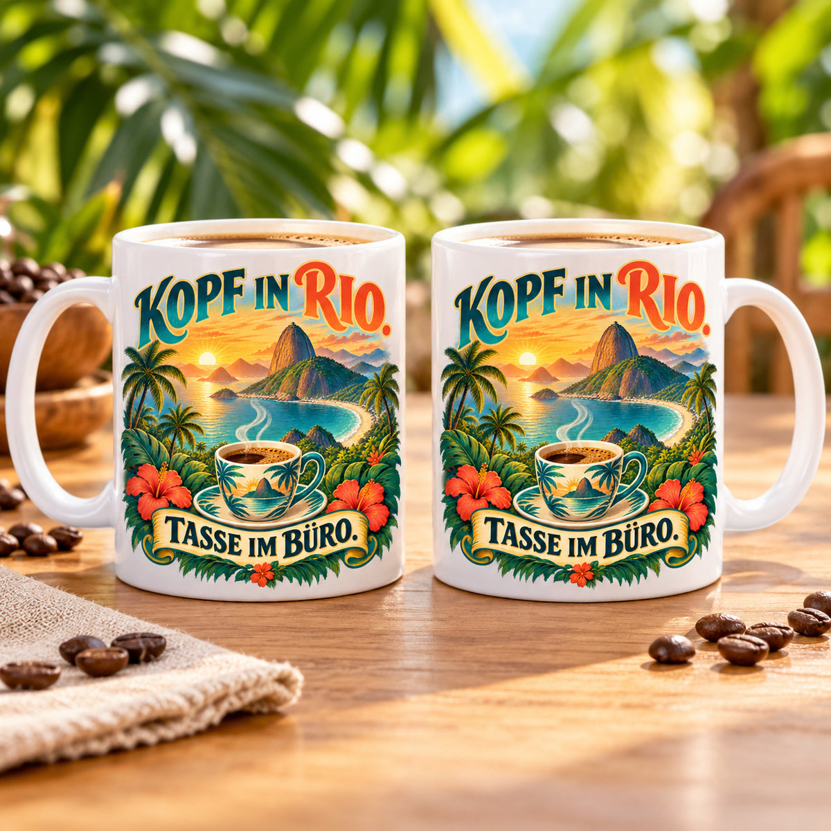 Brasilien Tasse Keramik 330 ml Spruch Geschenk Kaffee Urlaub Tiermotiv
