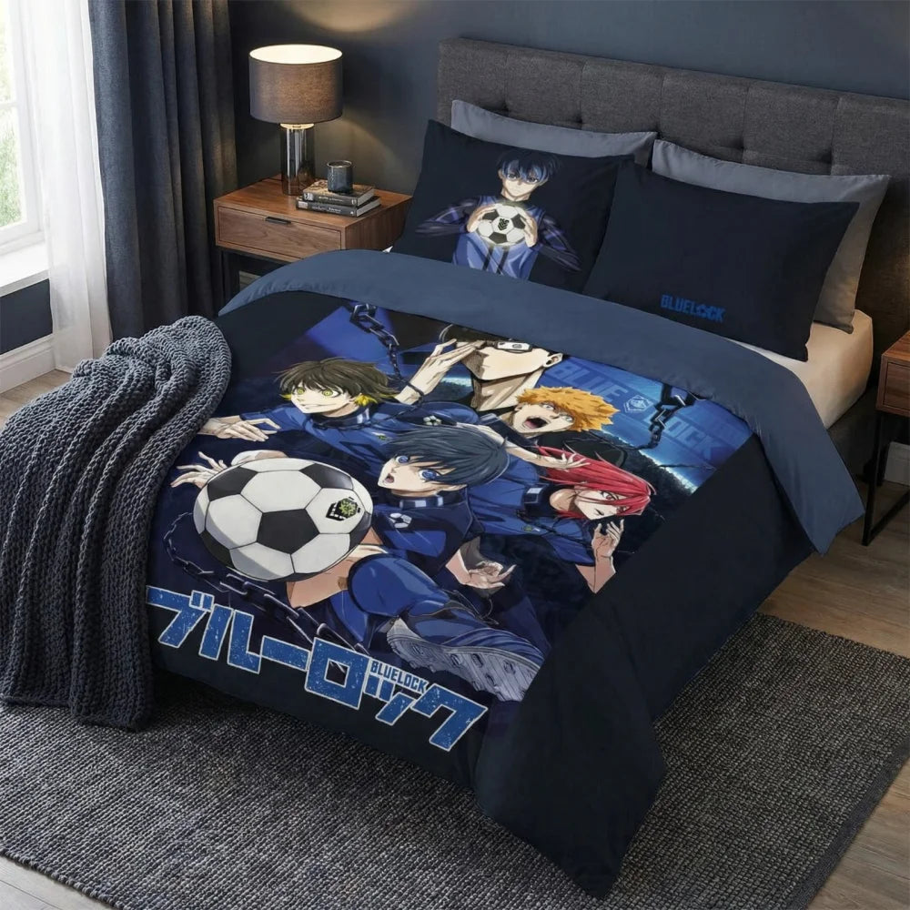 Blue Lock Anime Mikrofaser Bettwäsche 2tlg Set 135/140x200 63x63 cm - WS-Trend.de