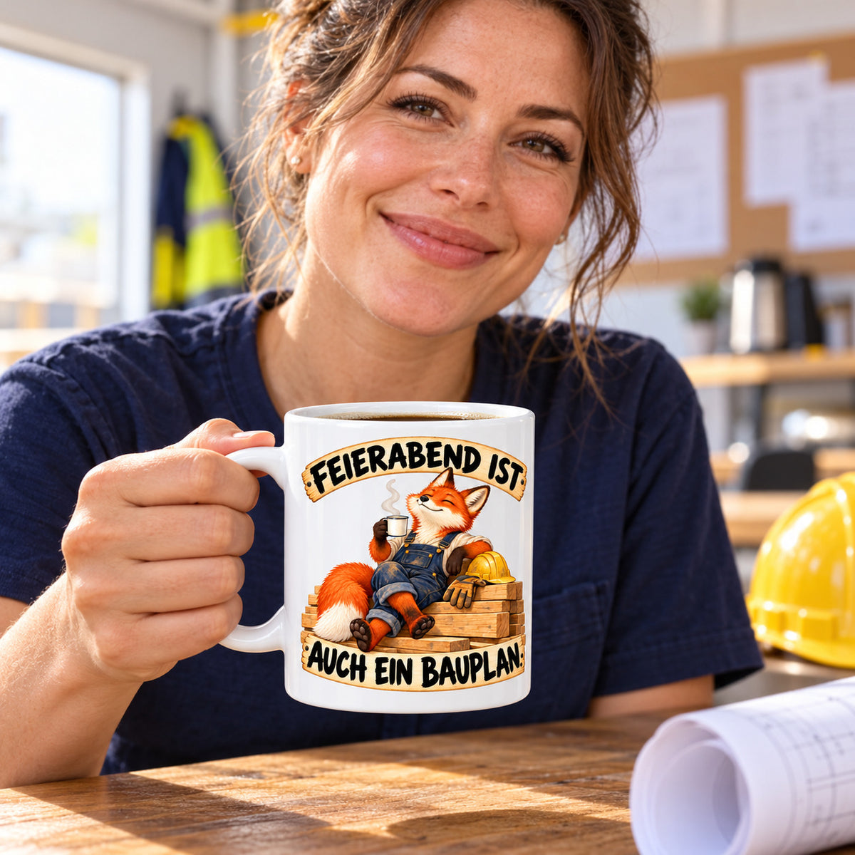 Baustellen Tasse Spruch Keramik 330 ml Geschenk Bauarbeiter beidseitig