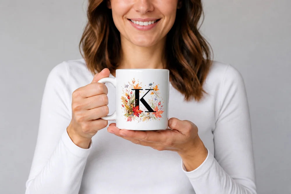 Herbst Tasse A-Z Buchstaben 325 ml Keramik Geschenkidee personalisiert - WS-Trend.de