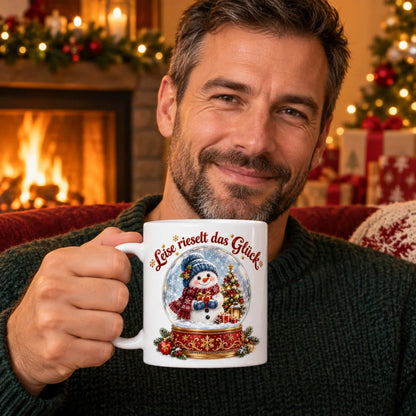 WS-Trend Leises Glück Schneemann Tasse 330 ml Geschenktasse mit Spruch - WS-Trend.de