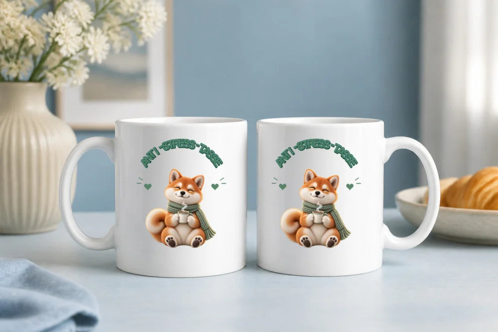 Anti-Stress-Tasse Shiba Inu 325 ml Keramik Kaffeebecher Geschenk - WS-Trend.de