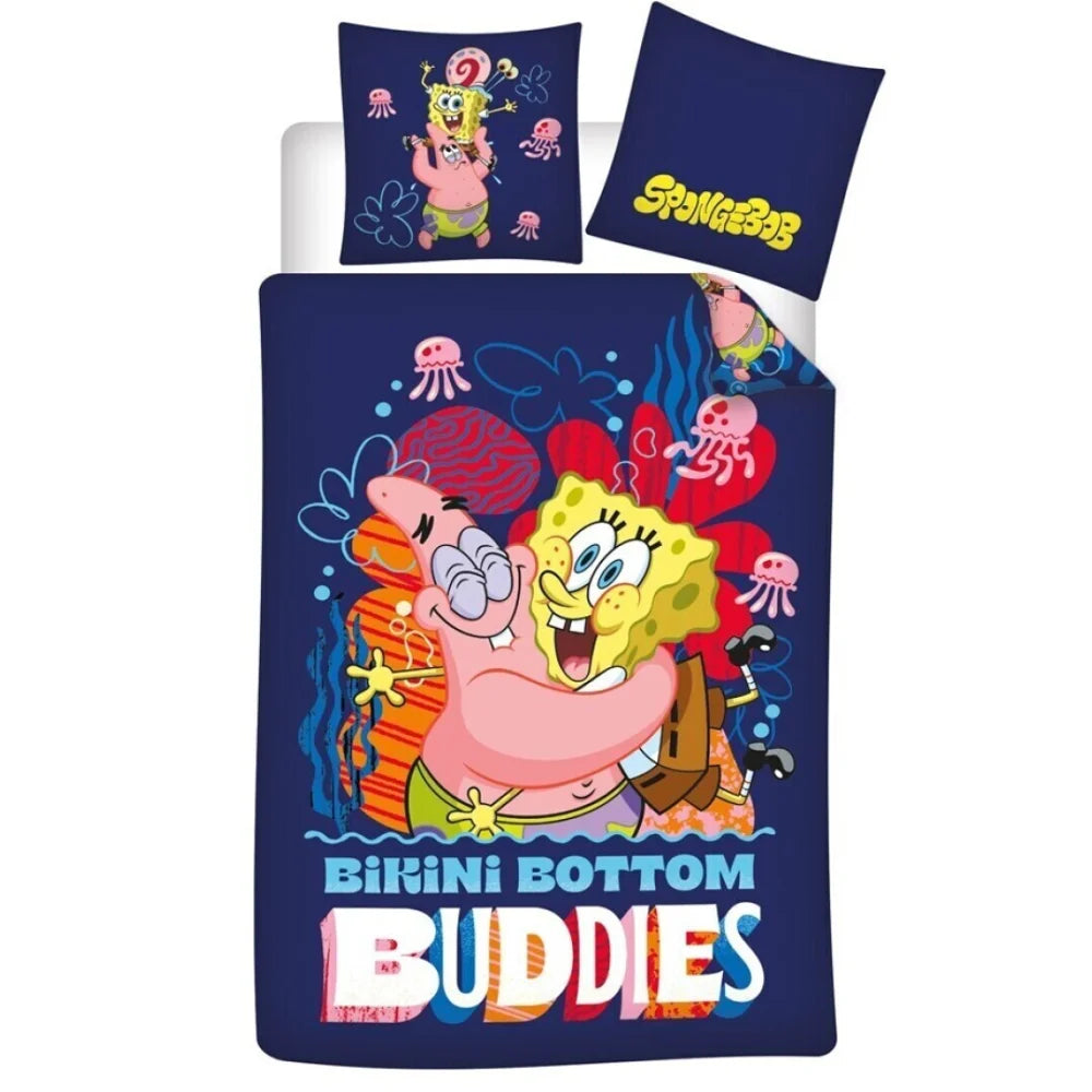 SpongeBob und Patrick Bettwäsche 2-teilig 135-140x200 + 65x65 cm - WS-Trend.de