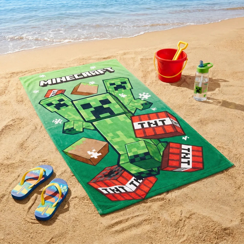 MInecraft Gamer Creeper Mikrofaser Badetuch Strandtuch XL 70x140 cm Fast Dry - WS-Trend.de
