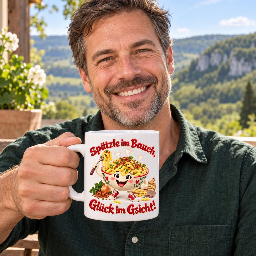 WS-Trend Spätzleglück Tasse Schwaben-Humor Keramik 330 ml Geschenkidee - WS-Trend.de