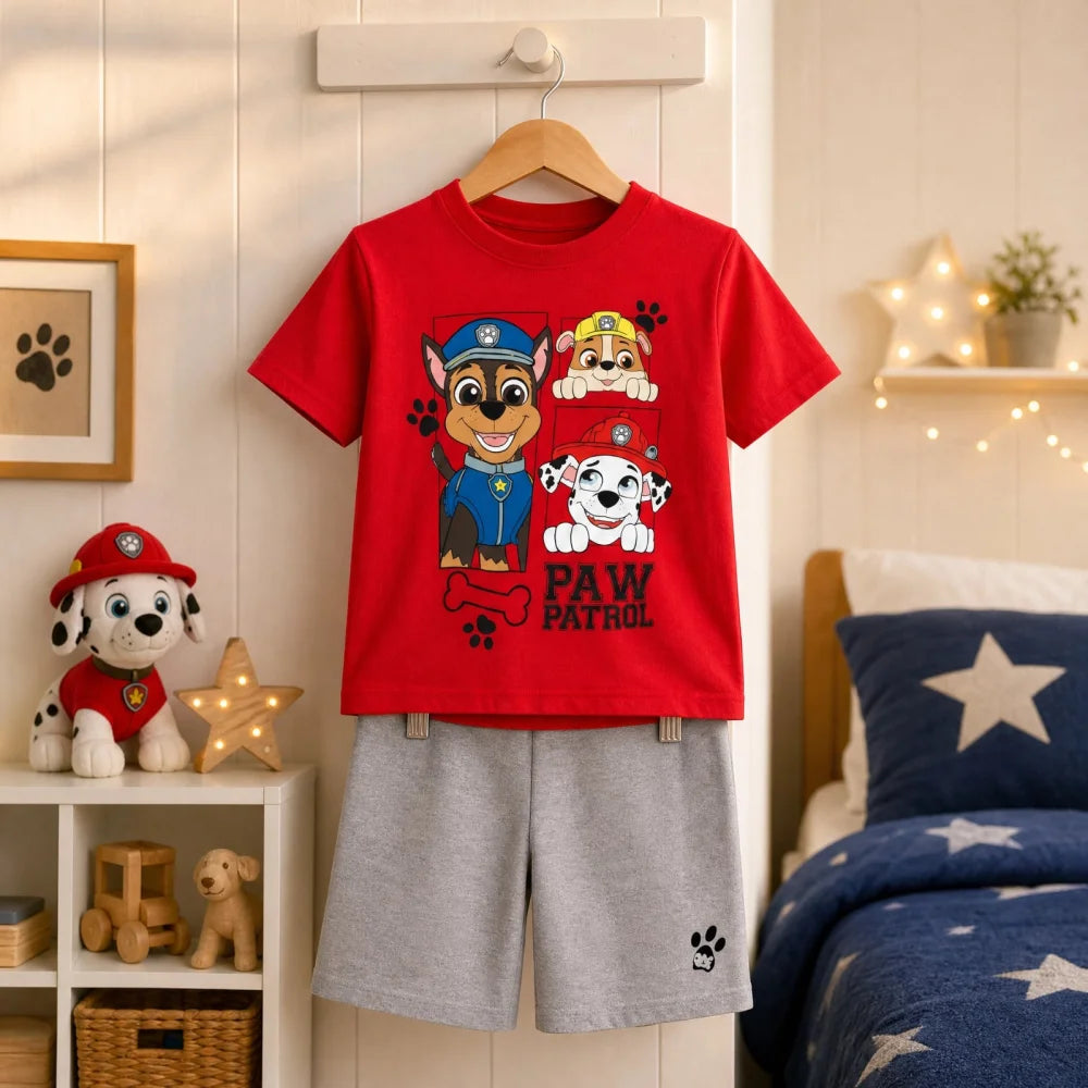 Paw Patrol Kinder kurzarm Schlafanzug Pyjama Shirt Shorts Gr. 98-128 - WS-Trend.de