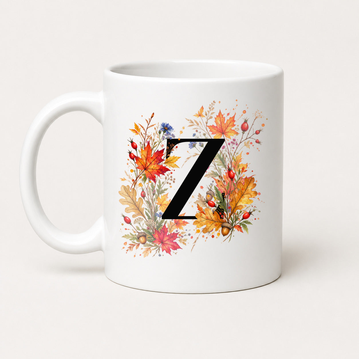 Herbst Tasse A-Z Buchstaben 325 ml Keramik Geschenkidee personalisiert