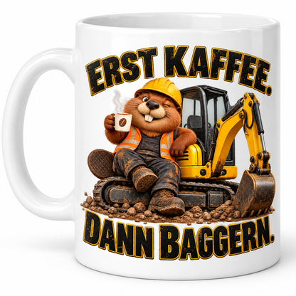 Baustellen Tasse Spruch Keramik 330 ml Geschenk Bauarbeiter beidseitig