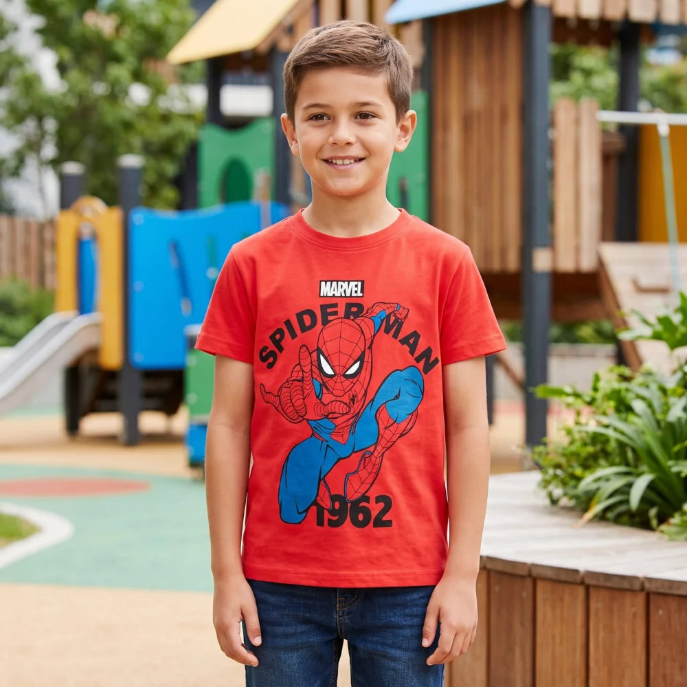 Marvel Spiderman T-Shirt Kurzarm Kinder Jungen Shirt 92-104 100% Baumwolle - WS-Trend.de