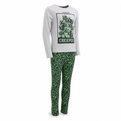 Schlafanzug Minecraft Creeper Gamer Jungen Kinder lang Pyjama - WS-Trend.de