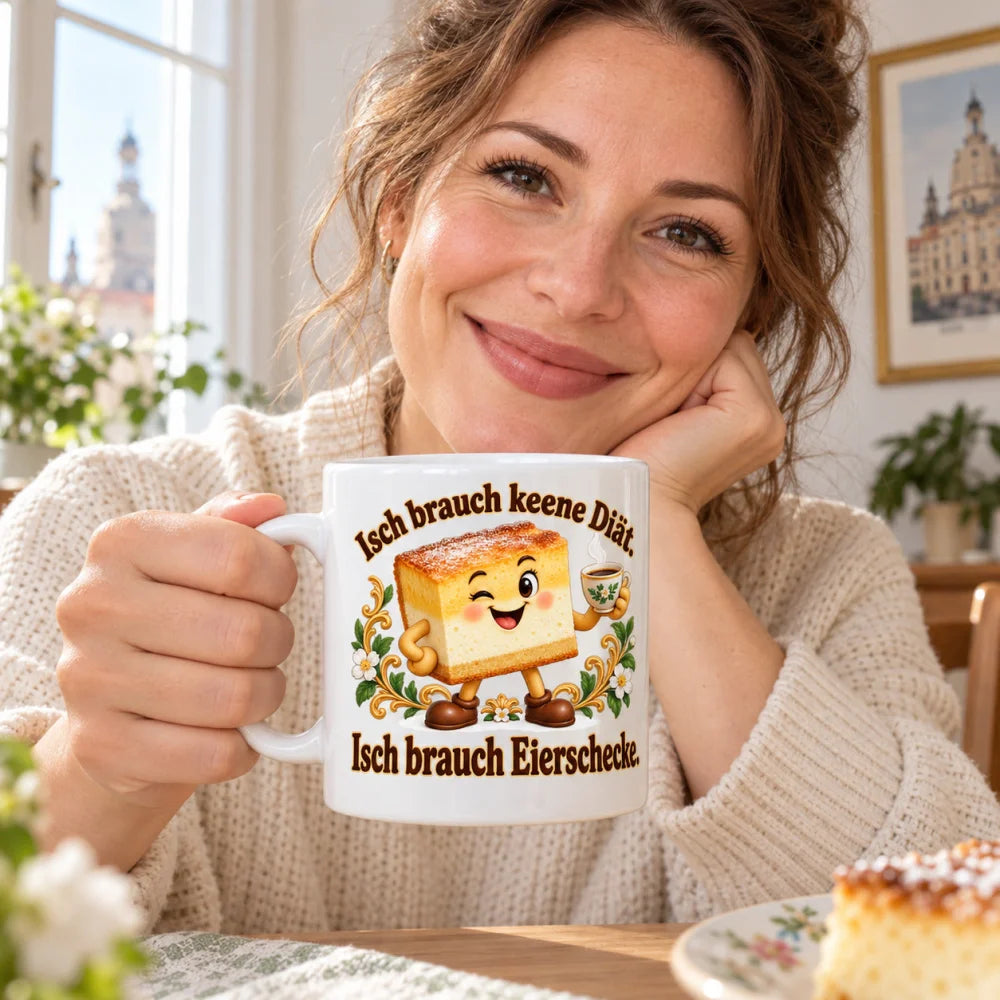 WS-Trend Eierschecke Tasse sächsischer Spruch Keramik 330 ml fürs Büro - WS-Trend.de