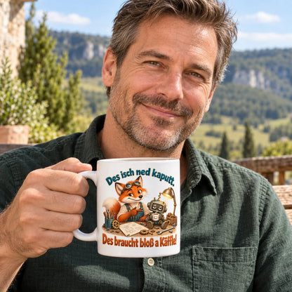 WS-Trend Tüftler Fuchs Tasse schwäbischer Spruch Keramik 330 ml lustig - WS-Trend.de