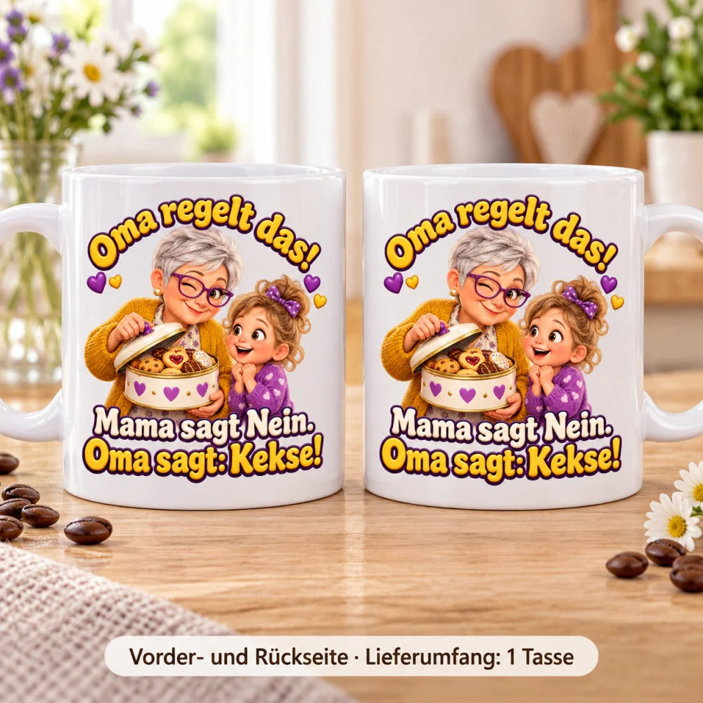 WS-Trend Oma regelt das Tasse 330 ml ist super Geschenk mit Spruch - WS-Trend.de
