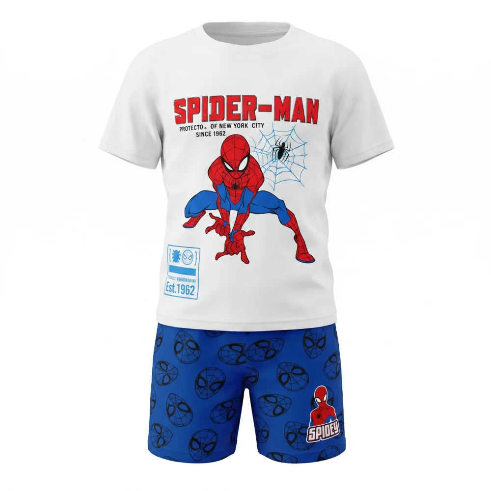 Marvel Spiderman Kinder kurz Pyjama Schlafanzug Shirt Shorts Gr. 98 bis 128 - WS-Trend.de