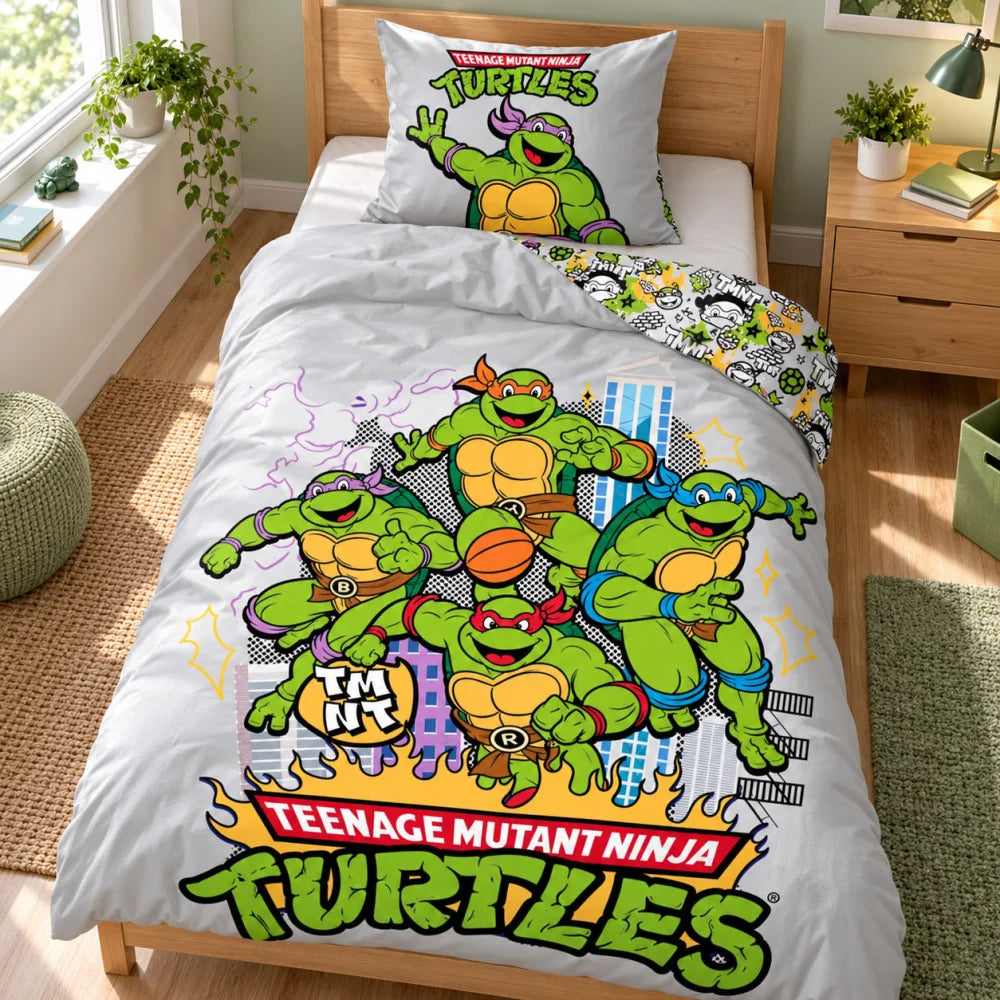 Ninja Turtles Wendebettwäsche 2-teilig 135-140x200 + 65x65 cm - WS-Trend.de