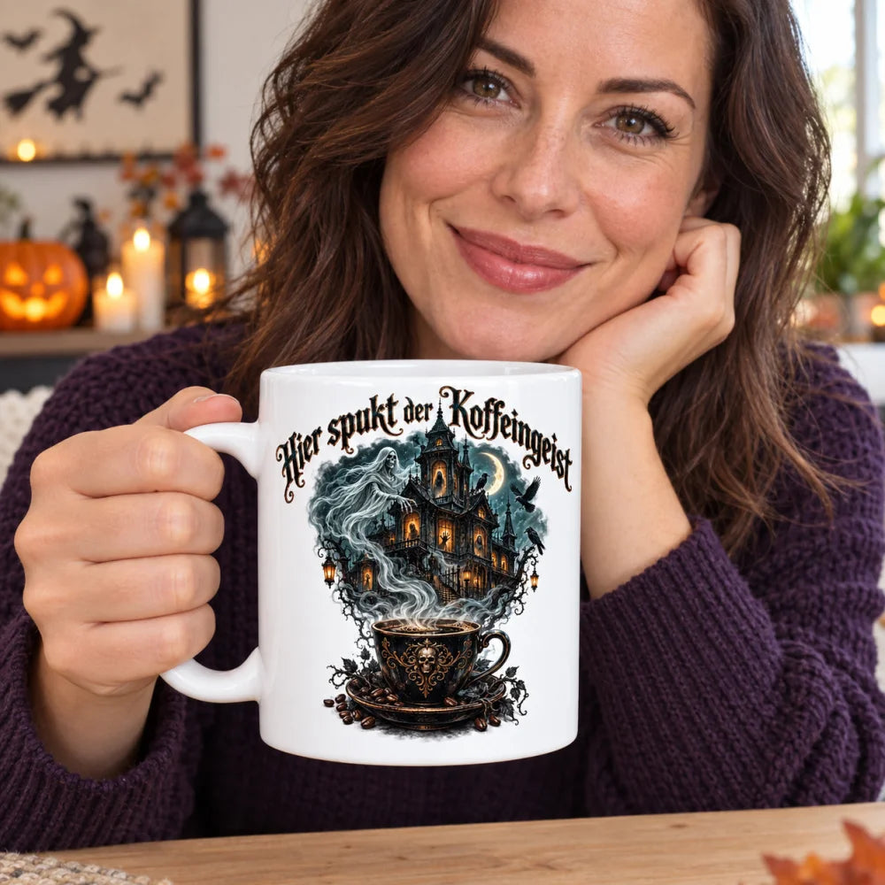 WS-Trend Koffeingeist Horror Tasse Keramik 330 ml mit Motiv und Spruch - WS-Trend.de