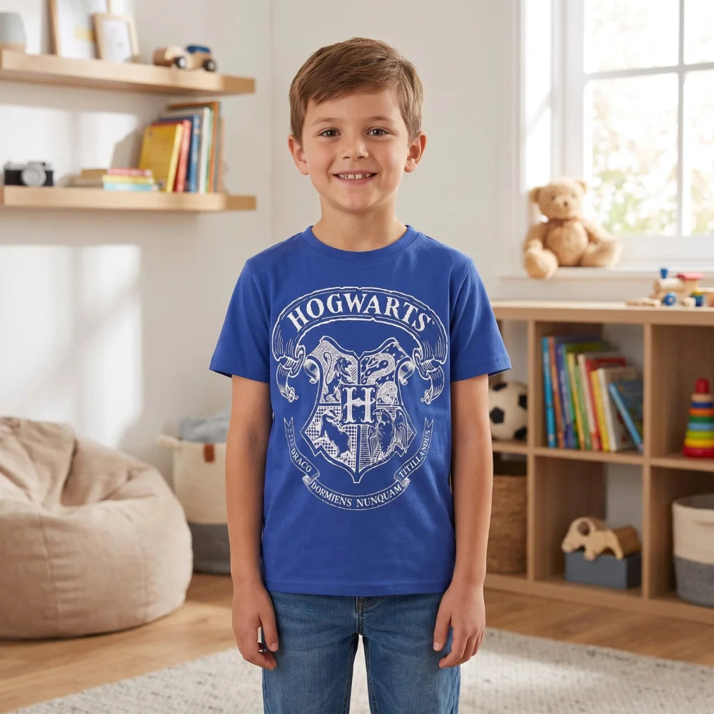 Harry Potter Hogwarts T-Shirt Kinder Shirt Farbwahl Hellblau Blau Gr. 110 - WS-Trend.de