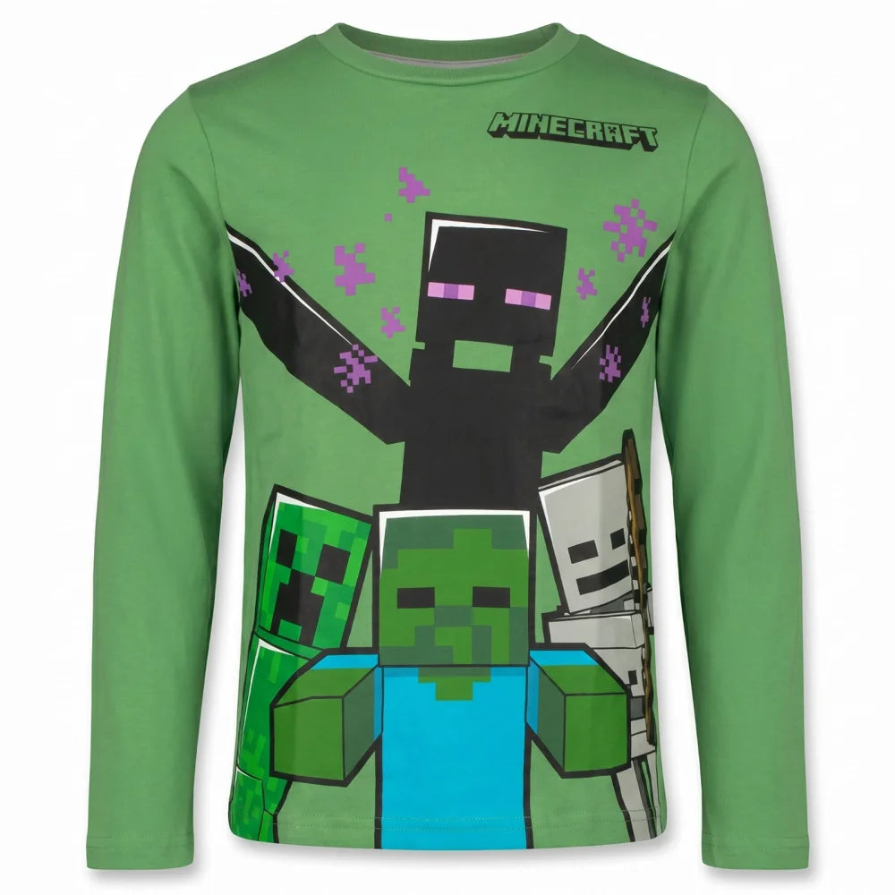 Minecraft Creeper Gamer Kinder Jungen Langarmshirt Shirt 116-152 100% Baumwolle - WS-Trend.de