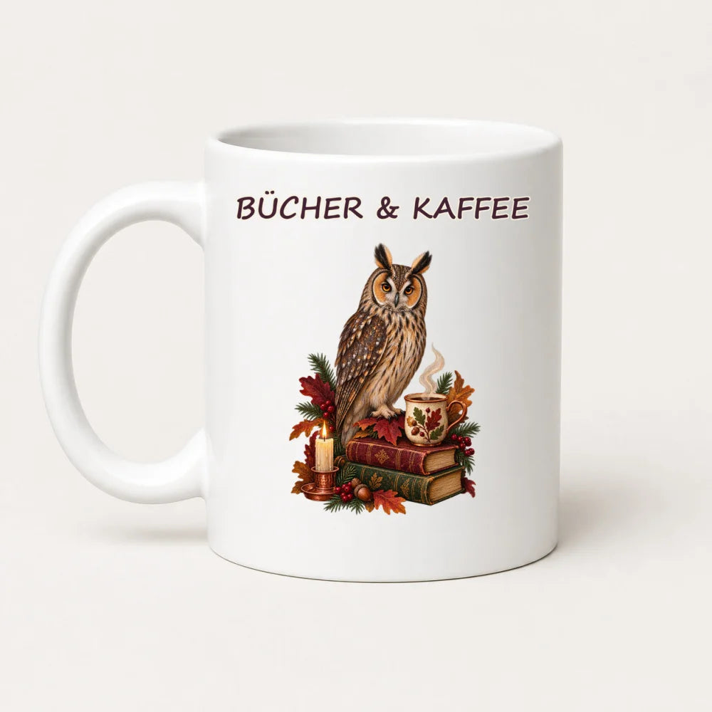 Bücher & Kaffee Eule Tasse – Keramikbecher 325 ml für Leseratten - WS-Trend.de