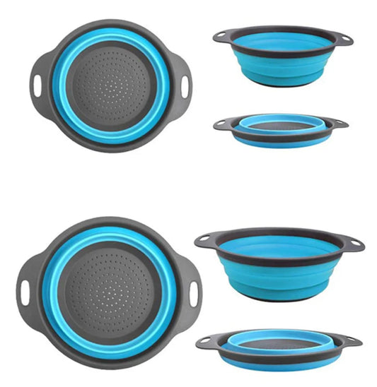 Nudelsieb WS-Trend Faltbare Silikonsiebe 2er-Set 19/23 cm Küchensieb Graublau - WS-Trend.de