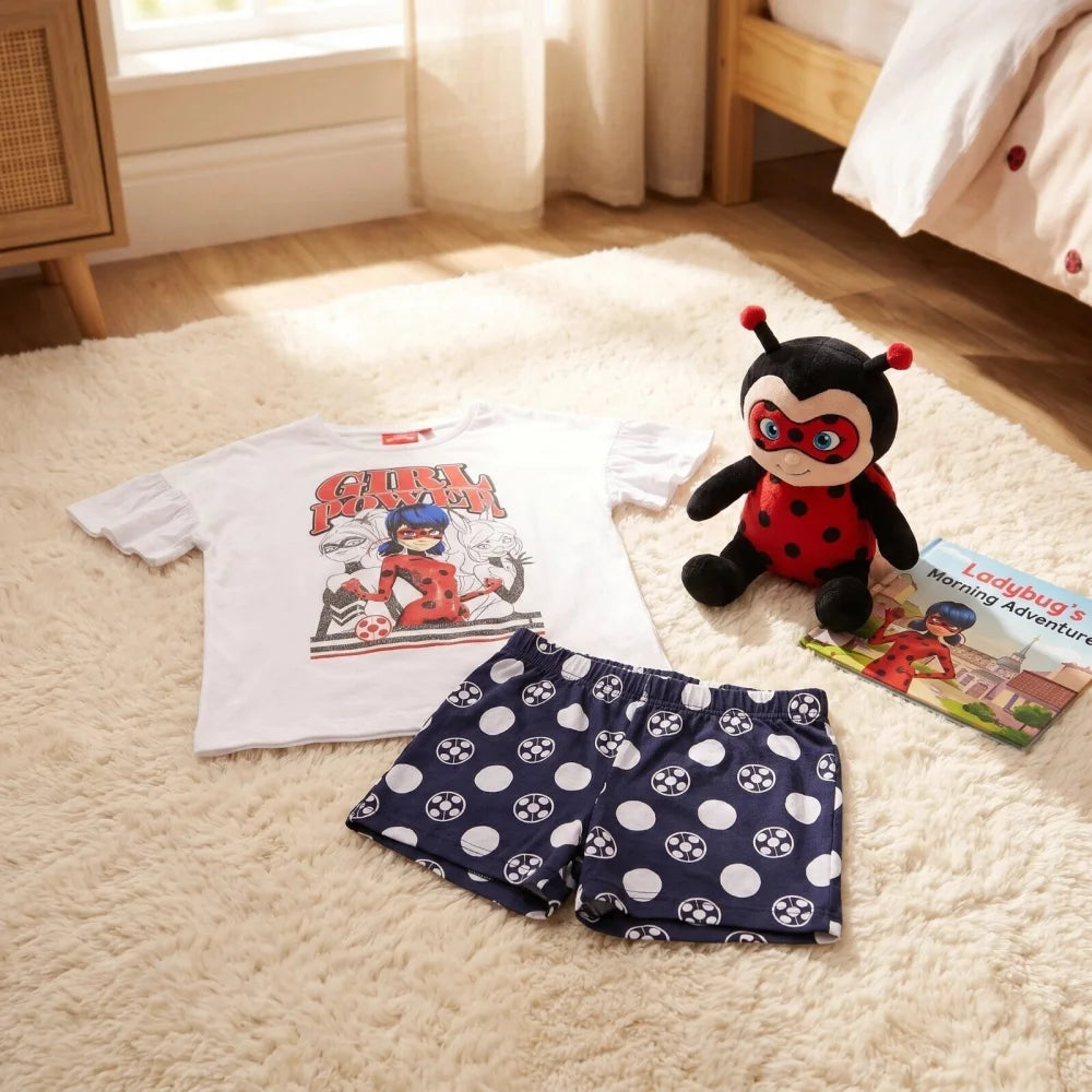 Miraculous Ladybug Queen Bee Kinder Schlafanzug Pyjama Kurz 104 - 128 baumwolle - WS-Trend.de