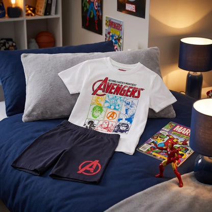 Marvel Avengers Kinder Schlafanzug Pyjama kurz Shirt Shorts Gr. 98-128 - WS-Trend.de