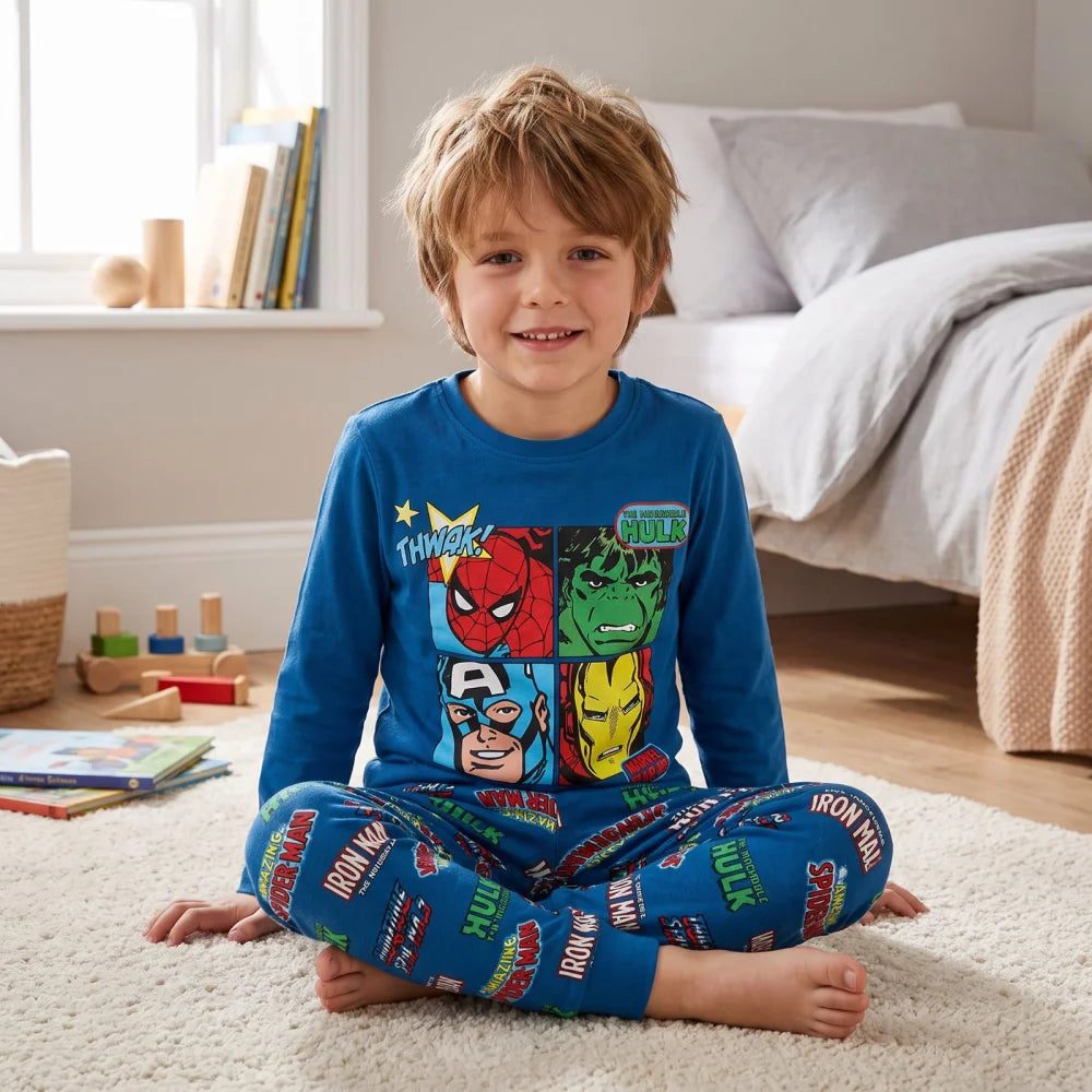 Marvel Avengers Kinder Jungen Schlafanzug Pyjama lang Sleepwear Gr. 104 - WS-Trend.de