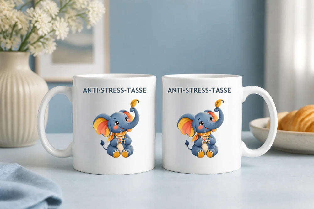Anti-Stress-Tasse Elefant – geometrischer Keramikbecher 325 ml - WS-Trend.de