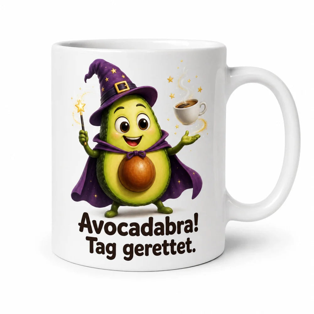 Avocadabra Kaffeetasse - Geschenkidee mit Spruch - beidseitig bedruckt - WS-Trend.de