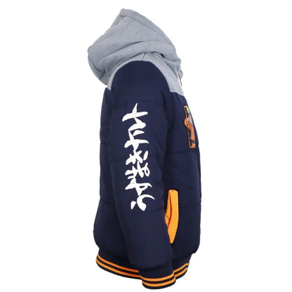 Winterjacke Naruto Shippuden Jungen mit Kapuze Blau Grau Gr. 104 - WS-Trend.de