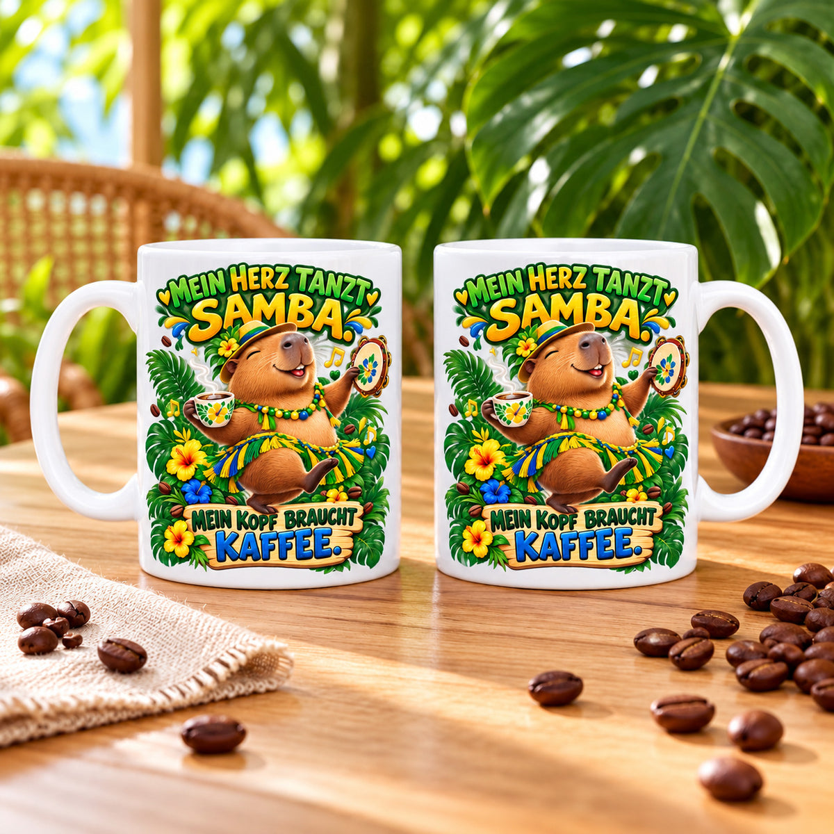 Brasilien Tasse Keramik 330 ml Spruch Geschenk Kaffee Urlaub Tiermotiv