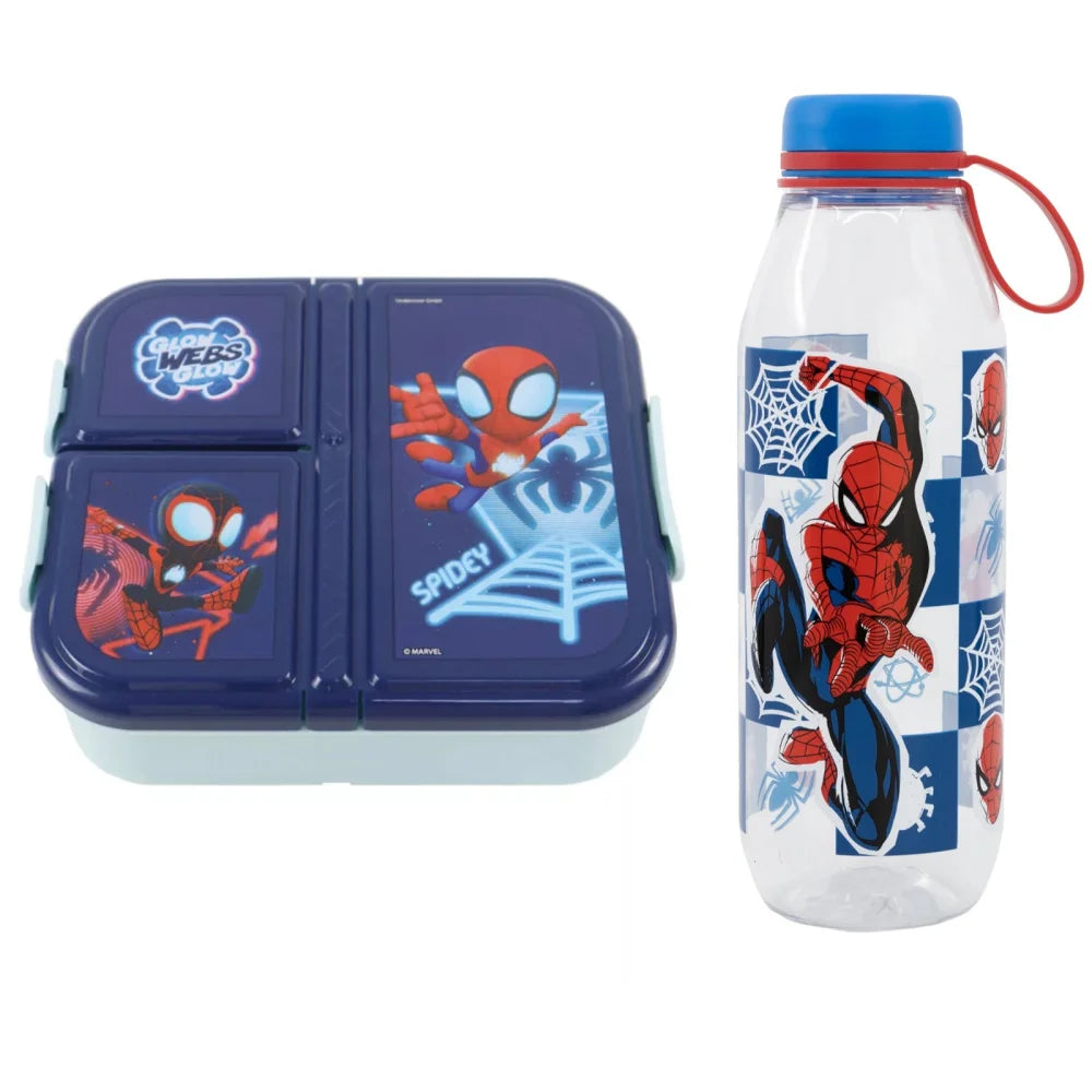 Marvel Spiderman Spidey Kinder 2 teiliges Set Brotdose Trinkflasche 650 ml - WS-Trend.de