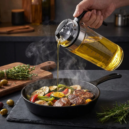 Ölspenderflasche 500 ml aus Glas – Ölspender mit Messskala Ausgießer & Griff - WS-Trend.de