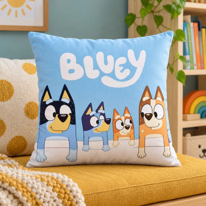 Bluey und Bingo Wendekissen 40x40x7 cm Dekokissen Hellblau Weiß - WS-Trend.de