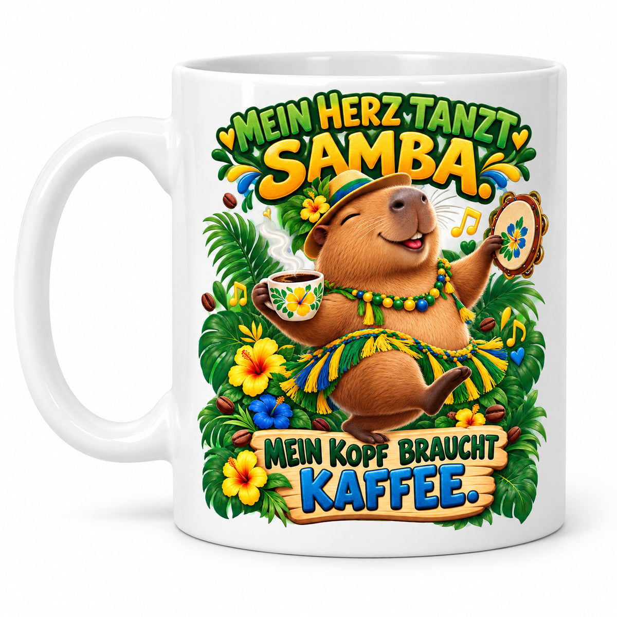 Brasilien Tasse Keramik 330 ml Spruch Geschenk Kaffee Urlaub Tiermotiv